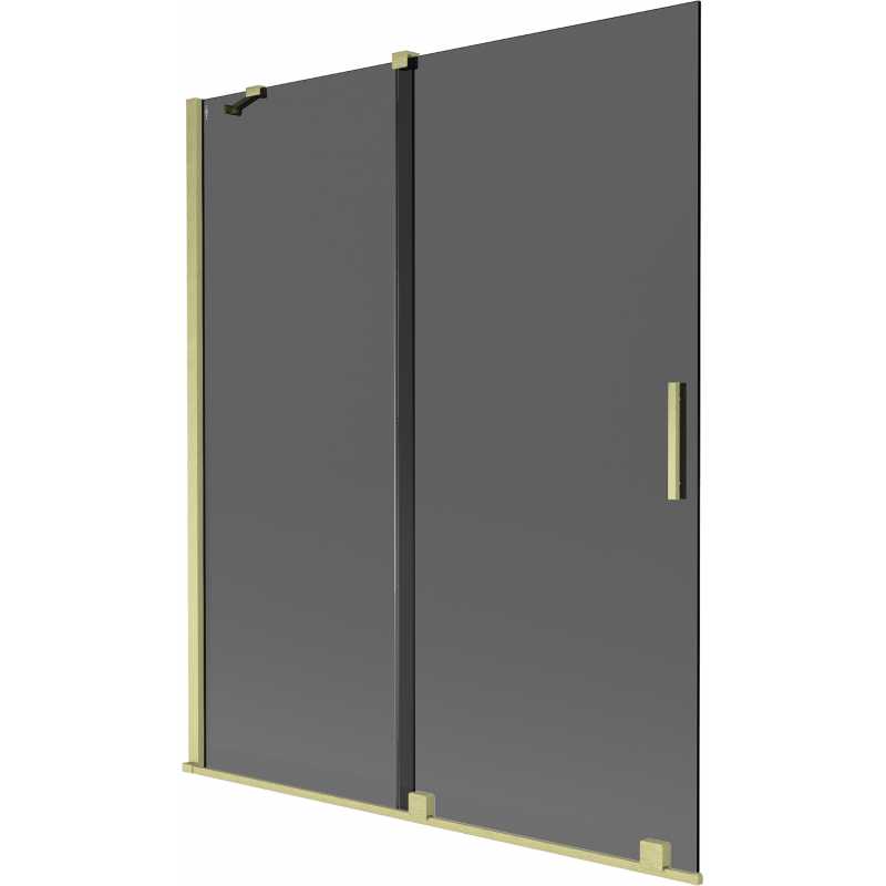 Mexen Velar Badewannenwand, 2-flügelig verschiebbar 140 x 150 cm, graphit, gebürstetes Gold - 896-140-000-41-55