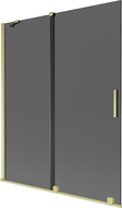 Mexen Velar Badewannenwand, 2-flügelig verschiebbar 140 x 150 cm, graphit, gebürstetes Gold - 896-140-000-41-55