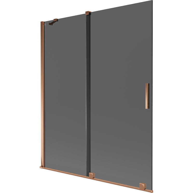 Mexen Velar Duschabtrennung für die Badewanne, 2-flügelig, 140 x 150 cm, grafit, roségold - 896-140-000-41-60