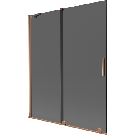 Mexen Velar Duschabtrennung für die Badewanne, 2-flügelig, 140 x 150 cm, grafit, roségold - 896-140-000-41-60