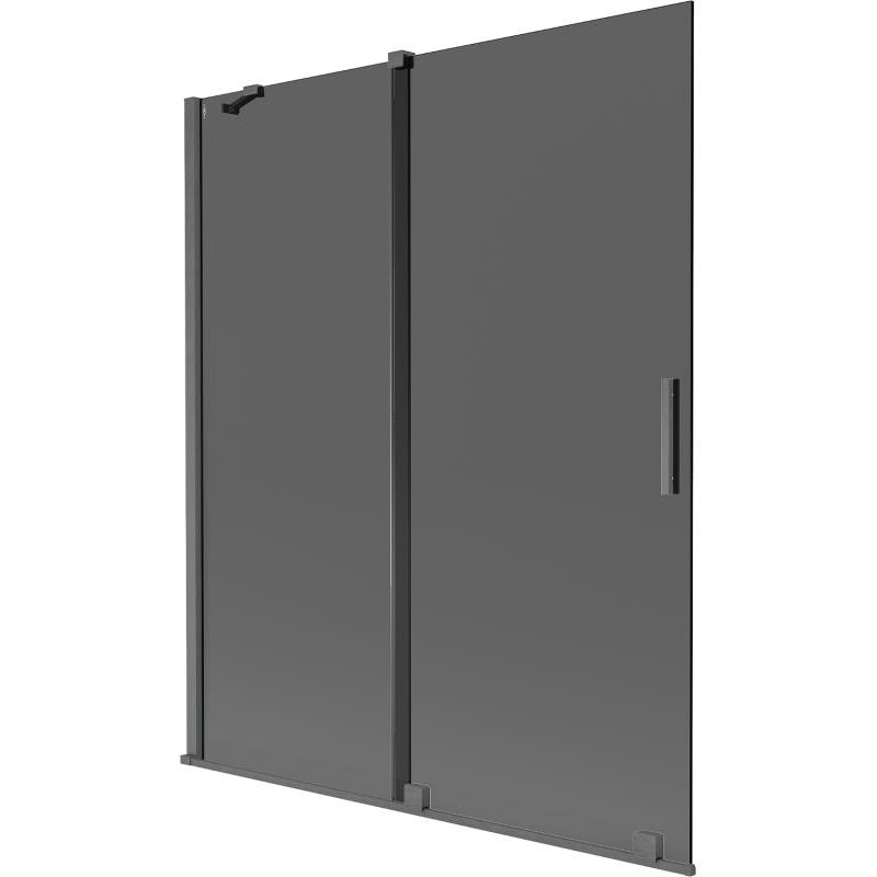 Mexen Velar 2-flügelige verschiebbare Badewannenabtrennung 140 x 150 cm, Graphit, gebürstetes Gun Gray - 896-140-000-41-66