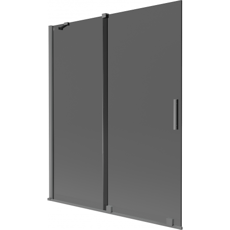 Mexen Velar Badewannenabtrennung 2-flügelig verschiebbar 140 x 150 cm, Graphit, Gun Metal - 896-140-000-41-95