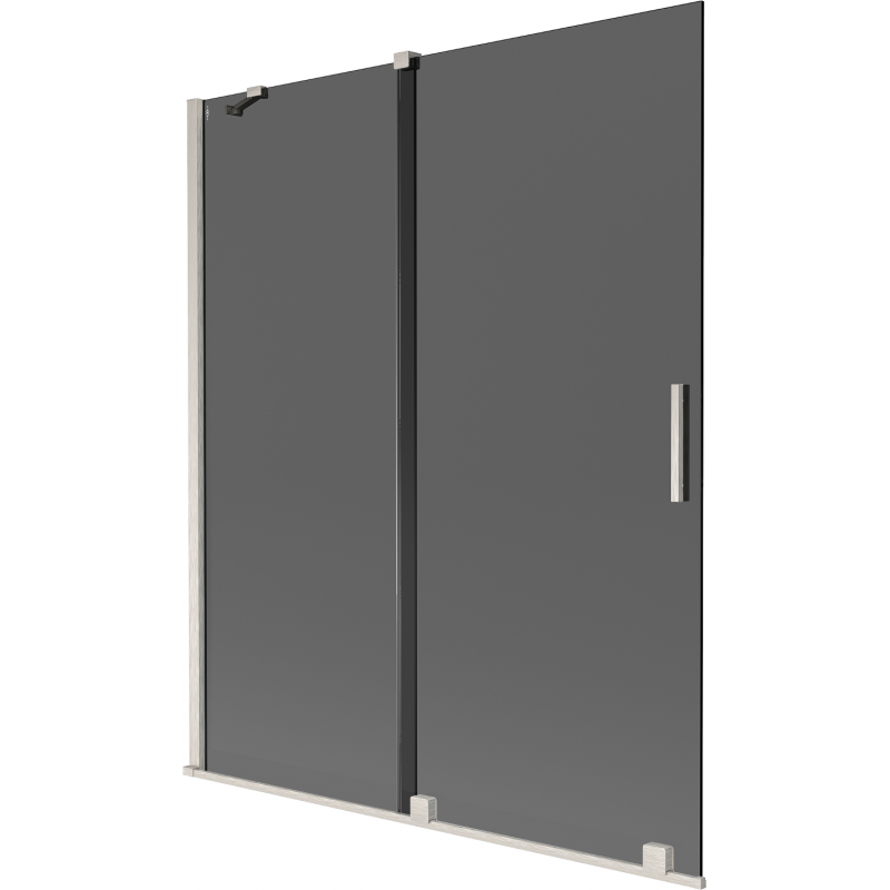 Mexen Velar Zweiflügelige Duschabtrennung, schiebbar 140 x 150 cm, Graphit, gebürsteter Nickel - 896-140-000-41-97