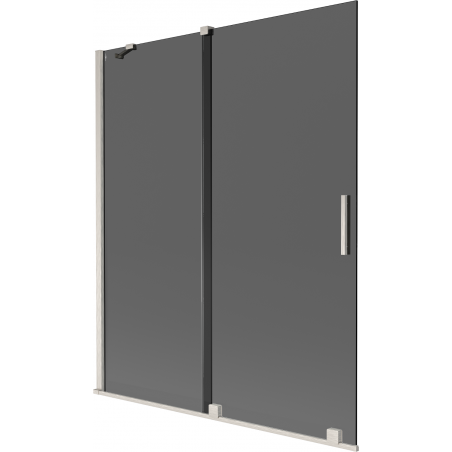 Mexen Velar Zweiflügelige Duschabtrennung, schiebbar 140 x 150 cm, Graphit, gebürsteter Nickel - 896-140-000-41-97