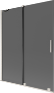 Mexen Velar Zweiflügelige Duschabtrennung, schiebbar 140 x 150 cm, Graphit, gebürsteter Nickel - 896-140-000-41-97