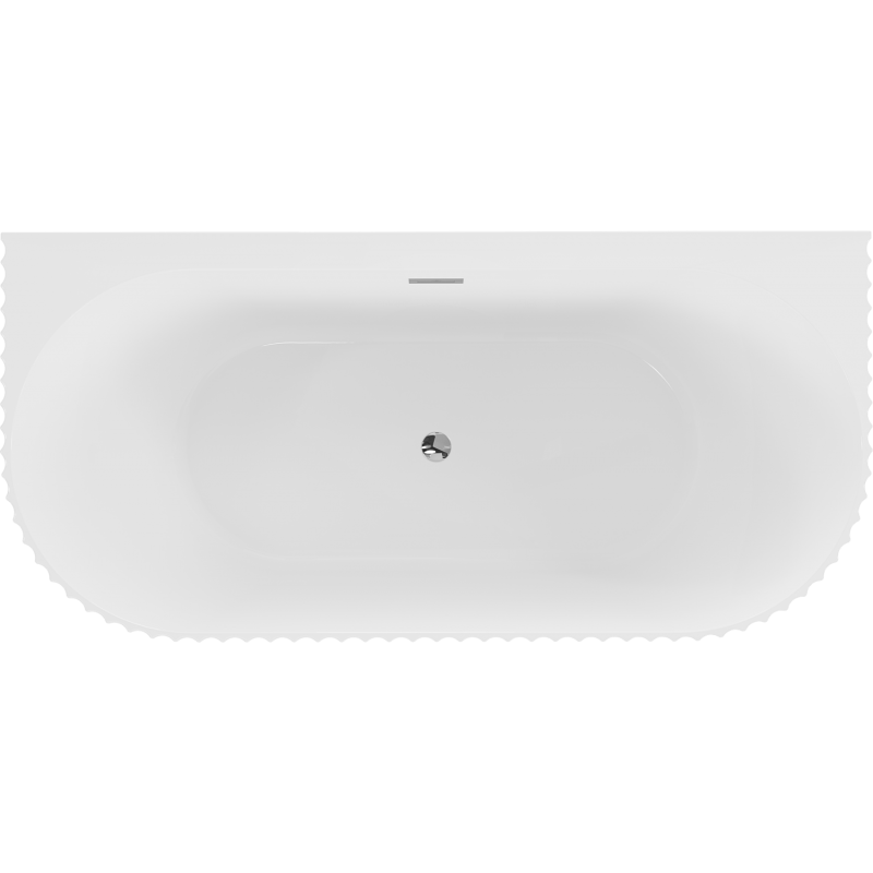 Mexen Sella freistehende Wandbadewanne geriffelt 150 x 75 cm, weiß glänzend, Überlauf Chrom - 52711507500-01