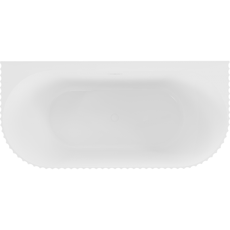 Mexen Sella freistehende wandnahe gerillte Badewanne 150 x 75 cm, weiß glänzend, Überlauf weiß - 52711507500-20
