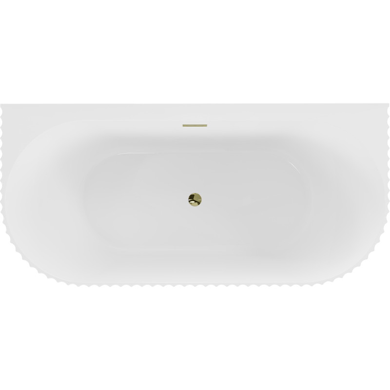 Mexen Sella freistehende Wannenwand geriffelt 150 x 75 cm, weiß glänzend, Überlauf goldfarben - 52711507500-50