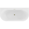 Mexen Sella freistehende Wannenwand geriffelt 150 x 75 cm, weiß glänzend, Überlauf goldfarben - 52711507500-50