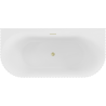 Mexen Sella freistehende Wandbadewanne geriffelt 150 x 75 cm, weiß glänzend, Überlauf gold gebürstet - 52711507500-55