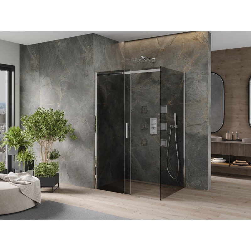 Mexen Omega Schiebetür-Duschkabine 110 x 90 cm, Grafit, Chrom - 825-110-090-01-40