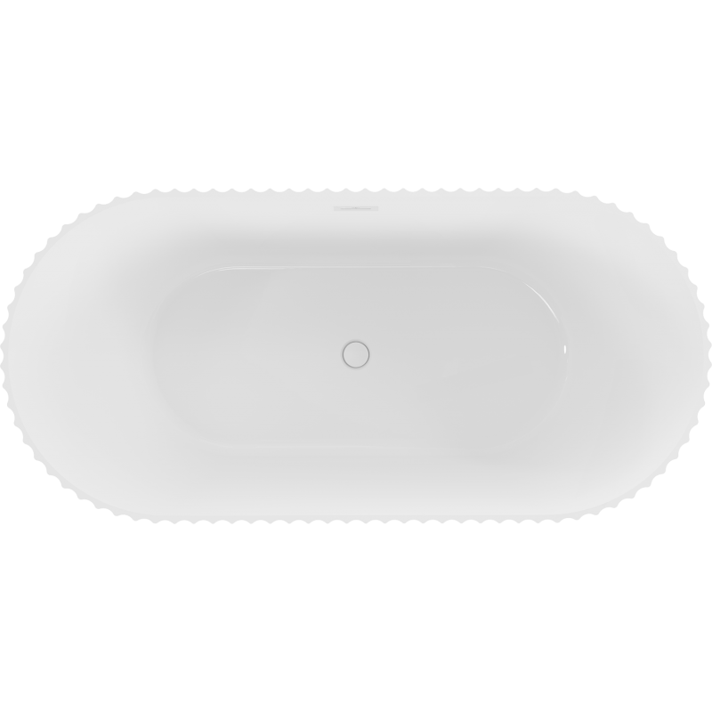 Mexen Paola freistehende geriffelte Badewanne 150 x 75 cm, weiß glänzend, Überlauf weiß - 52721507500-20