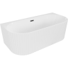 Mexen Sella freistehende, gerillte Badewanne, wandnah, 150 x 75 cm, weiß glänzend, schwarzer Überlauf - 52711507500-70