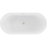 Mexen Paola freistehende geriffelte Badewanne 150 x 75 cm, weiß glänzend, Überlauf gold gebürstet - 52721507500-55