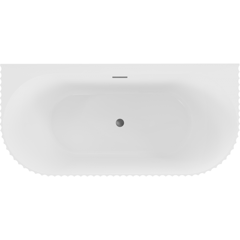 Mexen Sella freistehende wandstehende Badewanne geriffelt 150 x 75 cm, weiß glänzend, Überlauf Gun Metal - 52711507500-95
