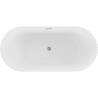 Mexen Paola freistehende gewellte Badewanne 150 x 75 cm, weiß glänzend, Überlauf gebürstetes Kupfer - 52721507500-65
