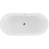 Mexen Paola freistehende Badewanne, geriffelt 150 x 75 cm, weiß glänzend, Überlauf gun gray gebürstet - 52721507500-66