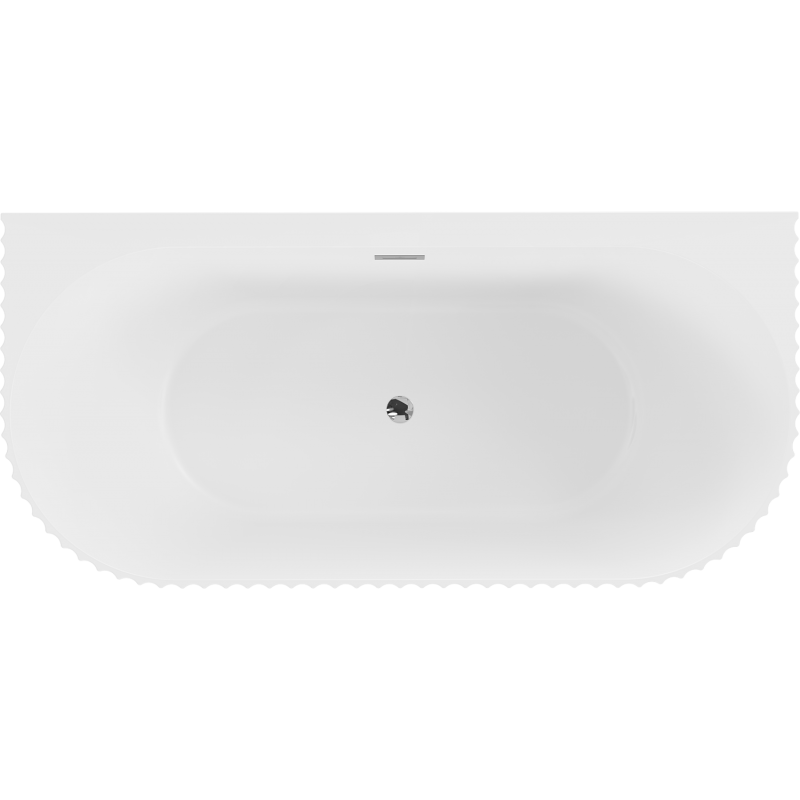 Mexen Sella freistehende halbeingebaute gerillte Badewanne 150 x 75 cm, weiß matt, Überlauf chrom - 52711507501-01