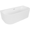 Mexen Sella freistehende halbeingebaute gerillte Badewanne 150 x 75 cm, weiß matt, Überlauf chrom - 52711507501-01