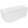 Mexen Sella freistehende wandnahe gerillte Badewanne 150 x 75 cm, weiß matt, weißer Überlauf - 52711507501-20
