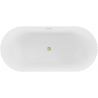 Mexen Paola freistehende gerillte Badewanne 150 x 75 cm, weiße Mattierung, Überlauf gold gebürstet - 52721507501-55