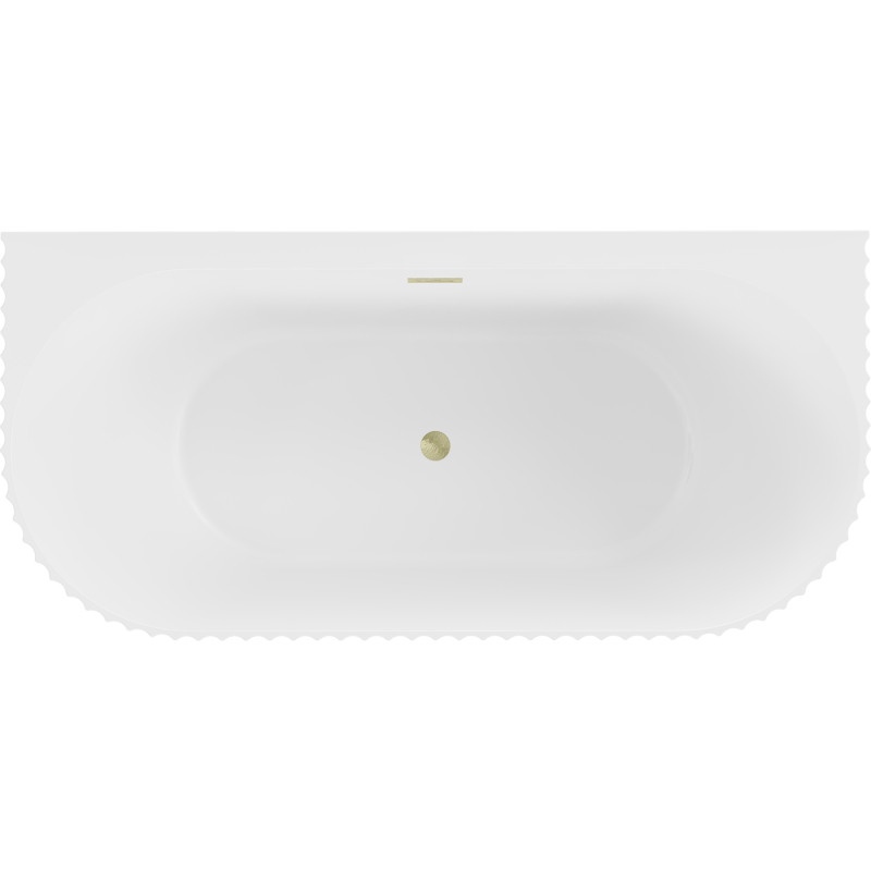 Mexen Sella freistehende gerippte Badewanne 150 x 75 cm, weiße Matt, Überlauf gold gebürstet - 52711507501-55