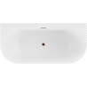 Mexen Sella freistehende Wandbadewanne geriffelt 150 x 75 cm, matt weiß, Überlauf Roségold - 52711507501-60