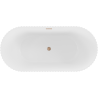 Mexen Paola freistehende geriffelte Badewanne 150 x 75 cm, weiß matt, Überlauf gebürstetes Kupfer - 52721507501-65