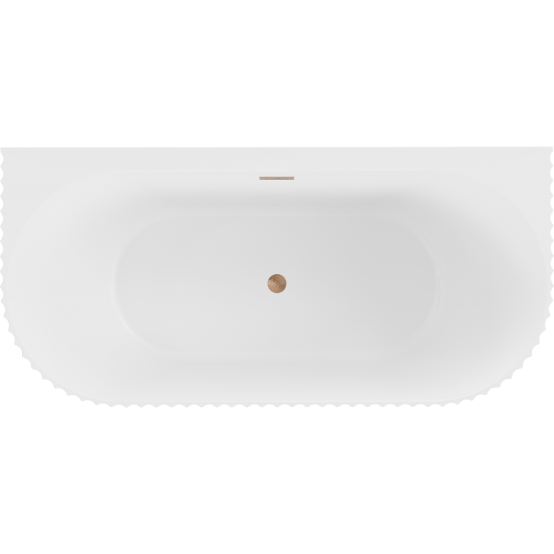 Mexen Sella freistehende Wandbadewanne geriffelt 150 x 75 cm, weiße Matte, Überlauf gebürstetes Kupfer - 52711507501-65