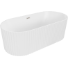 Mexen Paola freistehende gerillte Badewanne 150 x 75 cm, weiß matt, Überlauf gebürstetes Nickel - 52721507501-97