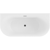 Mexen Sella freistehende, gerillte Badewanne zur Wandmontage 150 x 75 cm, weiß matt, schwarzer Überlauf - 52711507501-70