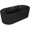 Mexen Paola freistehende gerillte Badewanne 150 x 75 cm, schwarz matt, Überlauf chrom - 52721507571-01