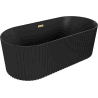 Mexen Paola freistehende gerillte Badewanne 150 x 75 cm, schwarz matt, Überlauf in gebürstetem Gold - 52721507571-55