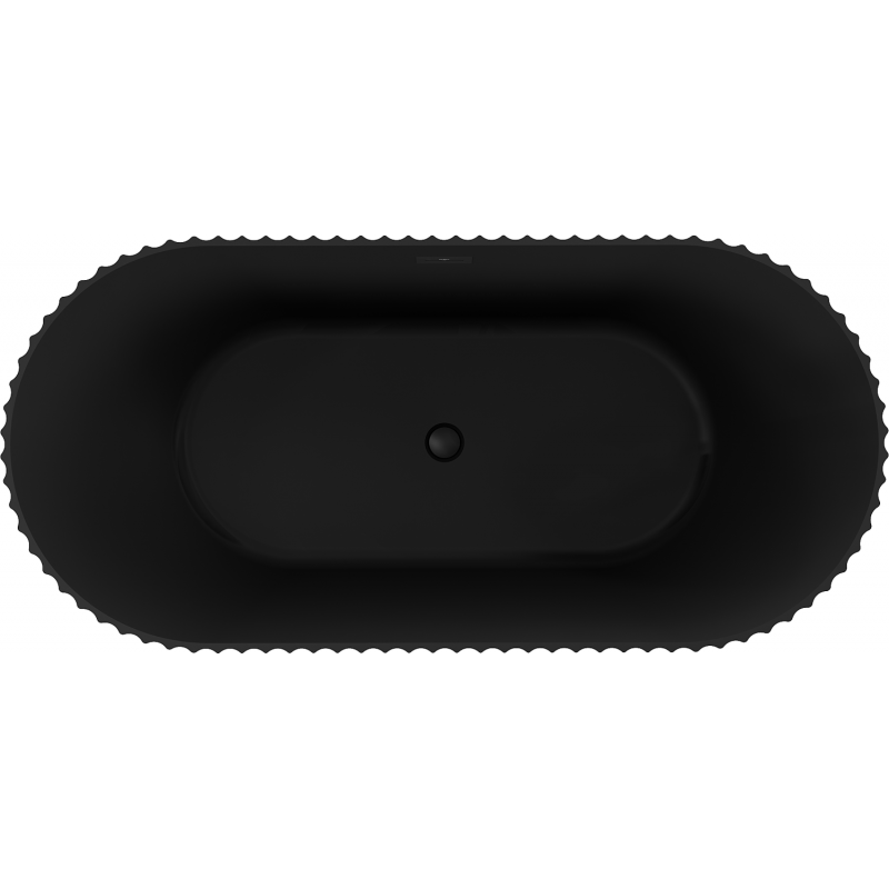 Mexen Paola freistehende geriffelte Badewanne 150 x 75 cm, schwarzmatt, schwarzer Überlauf - 52721507571-70