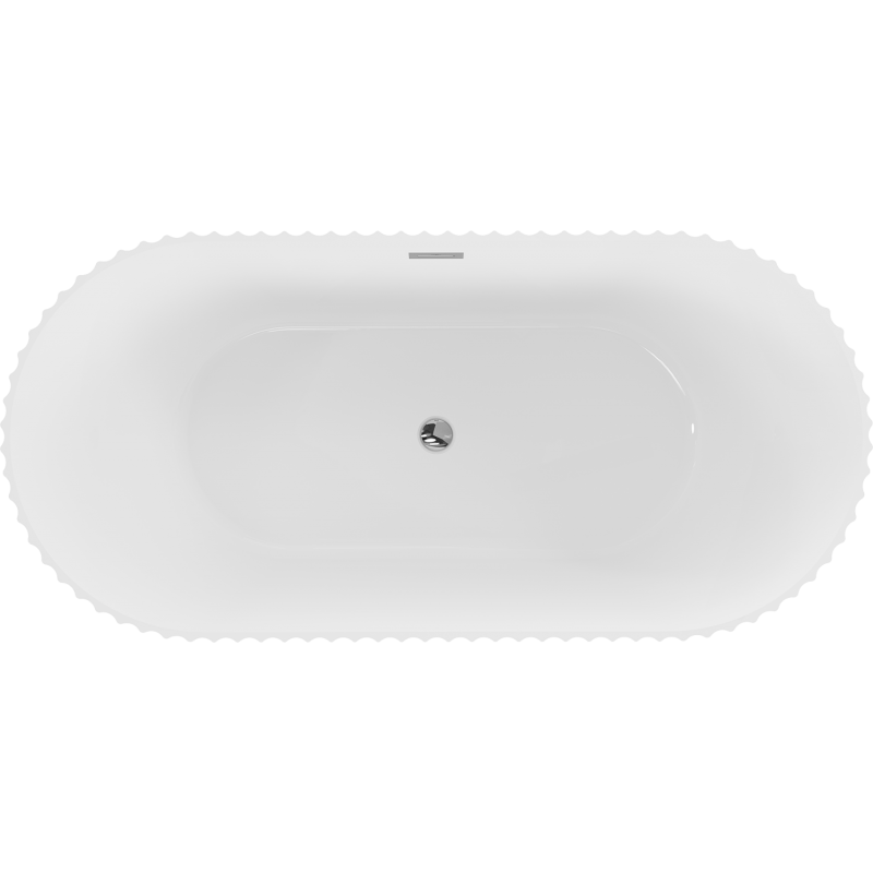 Mexen Paola freistehende gerillte Badewanne 170 x 80 cm, weiß glänzend, Überlauf Chrom - 52721708000-01