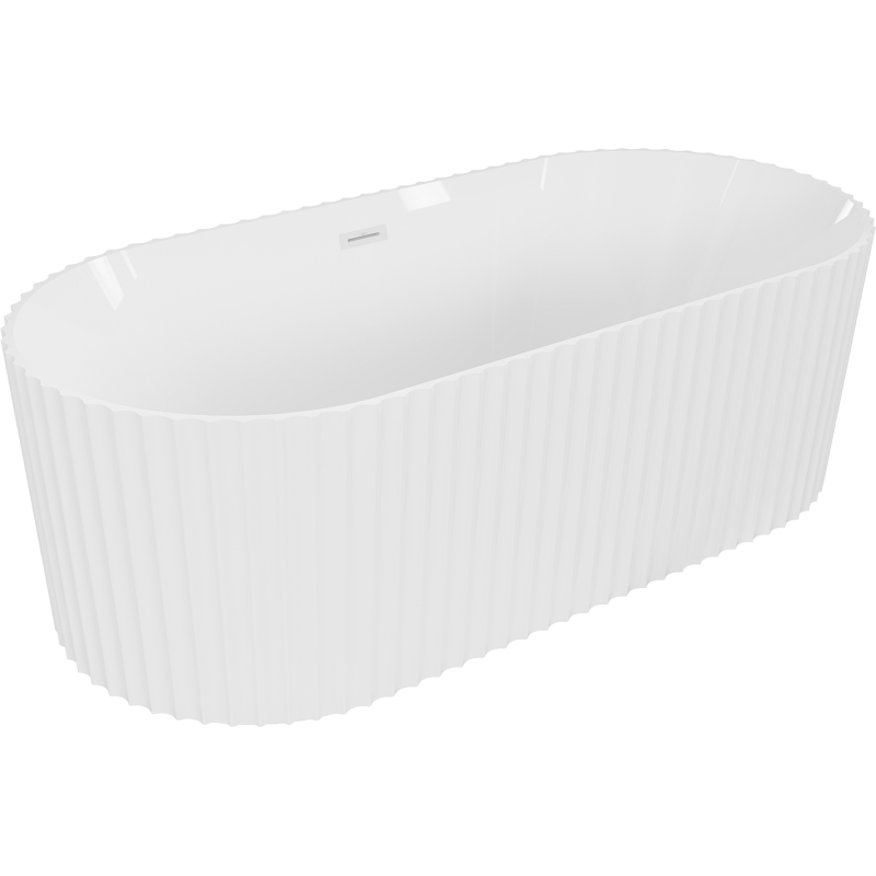 Mexen Paola freistehende gerillte Badewanne 170 x 80 cm, weiß glänzend, weißer Überlauf - 52721708000-20