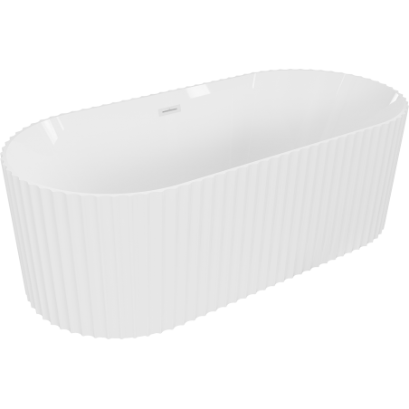 Mexen Paola freistehende gerillte Badewanne 170 x 80 cm, weiß glänzend, weißer Überlauf - 52721708000-20
