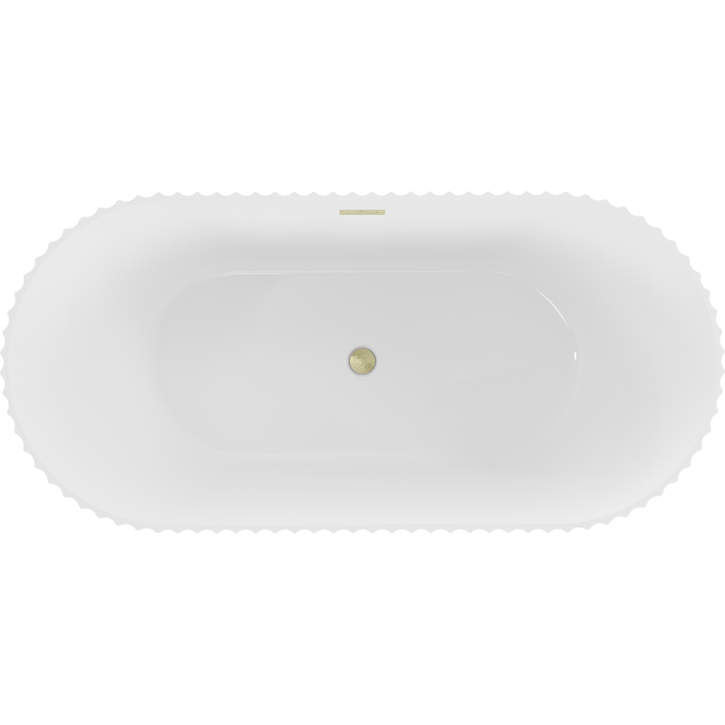 Mexen Paola freistehende Rillenbadewanne 170 x 80 cm, weiß glänzend, Überlauf gebürstet gold - 52721708000-55
