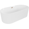 Mexen Paola freistehende gerillte Badewanne 170 x 80 cm, weiß glänzend, Überlauf roségold - 52721708000-60