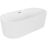 Mexen Paola freistehende gewellte Badewanne 170 x 80 cm, weiß glänzend, Überlauf gebürstetes Kupfer - 52721708000-65