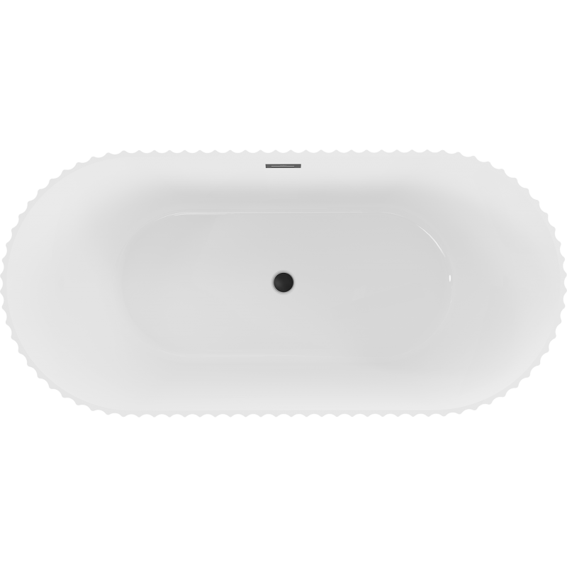 Mexen Paola freistehende gerillte Badewanne 170 x 80 cm, weiß glänzend, schwarzer Überlauf - 52721708000-70