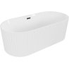 Mexen Paola freistehende gerillte Badewanne 170 x 80 cm, weiß glänzend, schwarzer Überlauf - 52721708000-70