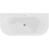 Mexen Sella freistehende wandnahe Riffelbadewanne 170 x 80 cm, weiß glänzend, Überlauf gold - 52711708000-50