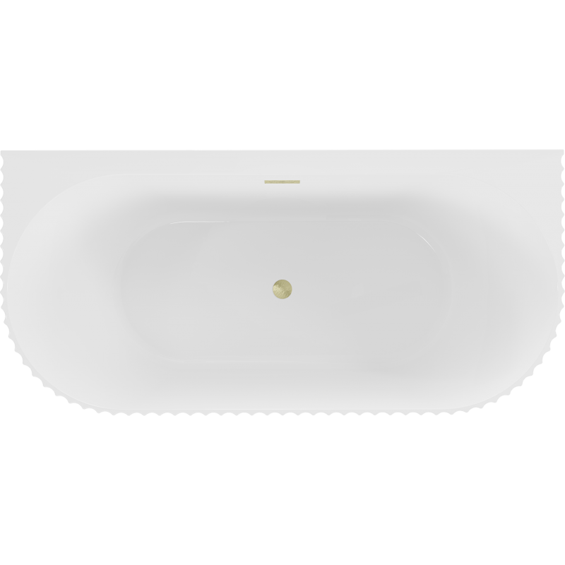 Mexen Sella freistehende, geriffelte Badewanne 170 x 80 cm, weiß glänzend, Überlauf gold gebürstet - 52711708000-55