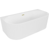 Mexen Sella freistehende, geriffelte Badewanne 170 x 80 cm, weiß glänzend, Überlauf gold gebürstet - 52711708000-55
