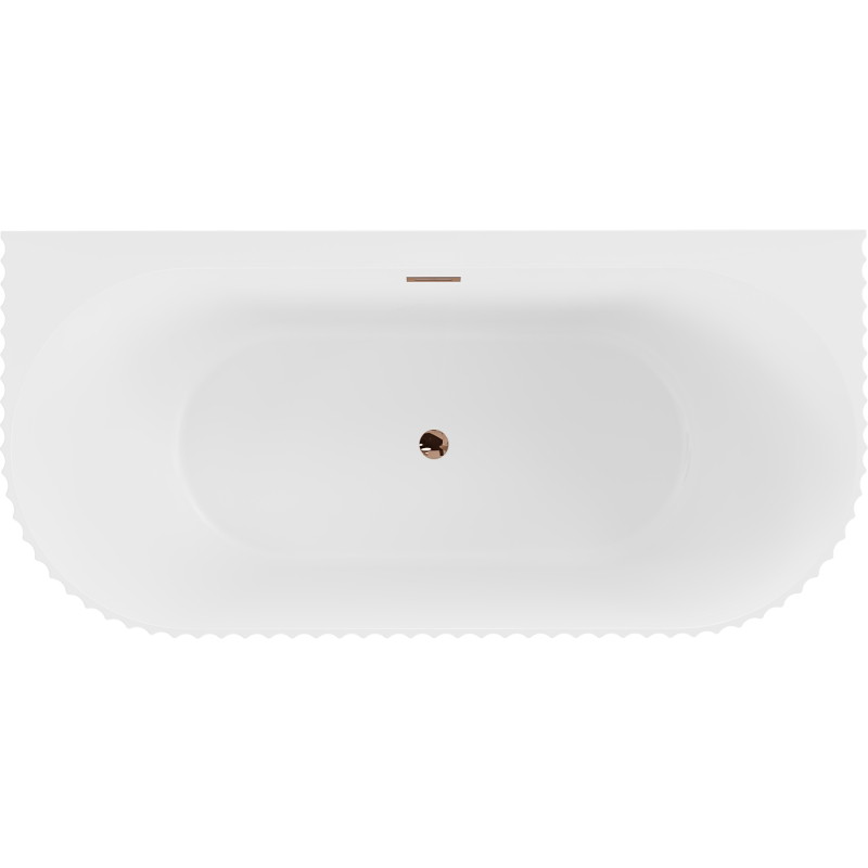 Mexen Sella freistehende geriffelte Badewanne 170 x 80 cm, weiß glänzend, Überlauf Roségold - 52711708000-60