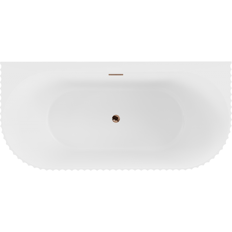 Mexen Sella freistehende geriffelte Wandbadewanne 170 x 80 cm, weiß glänzend, Überlauf Roségold - 52711708000-60