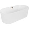 Mexen Paola freistehende gerillte Badewanne 170 x 80 cm, mattweiß, Überlauf Roségold - 52721708001-60