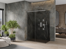 Mexen Omega Schiebetür-Duschkabine 130 x 70 cm, Grafit, Chrom - 825-130-070-01-40