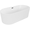 Mexen Paola freistehende geriffelte Badewanne 170 x 80 cm, weiß matt, schwarzer Überlauf - 52721708001-70